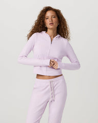 Vuori Halo Mini Full Zip Hoodie Lilac Breeze Heather Fitted Hoodie
