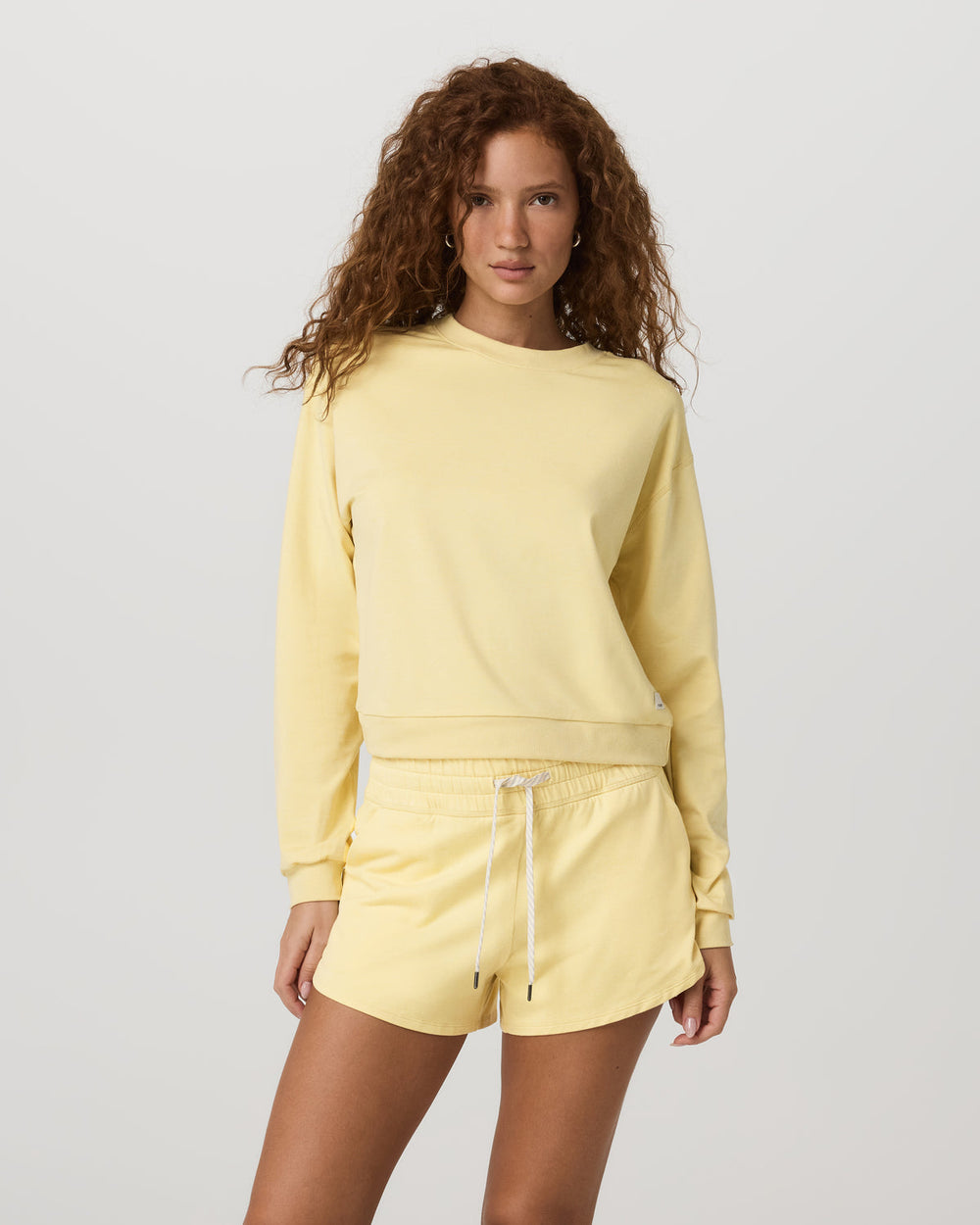 Vuori Halo Modern Crew Lemon Snap Heather Lounge Sweatshirt