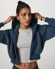 Vuori Restore Mini Full Zip Hoodie Ocean Blue Oversized Hoodie