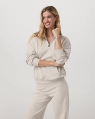 Vuori Granite Half Zip Women's Oatmeal Heather Sweatshirt