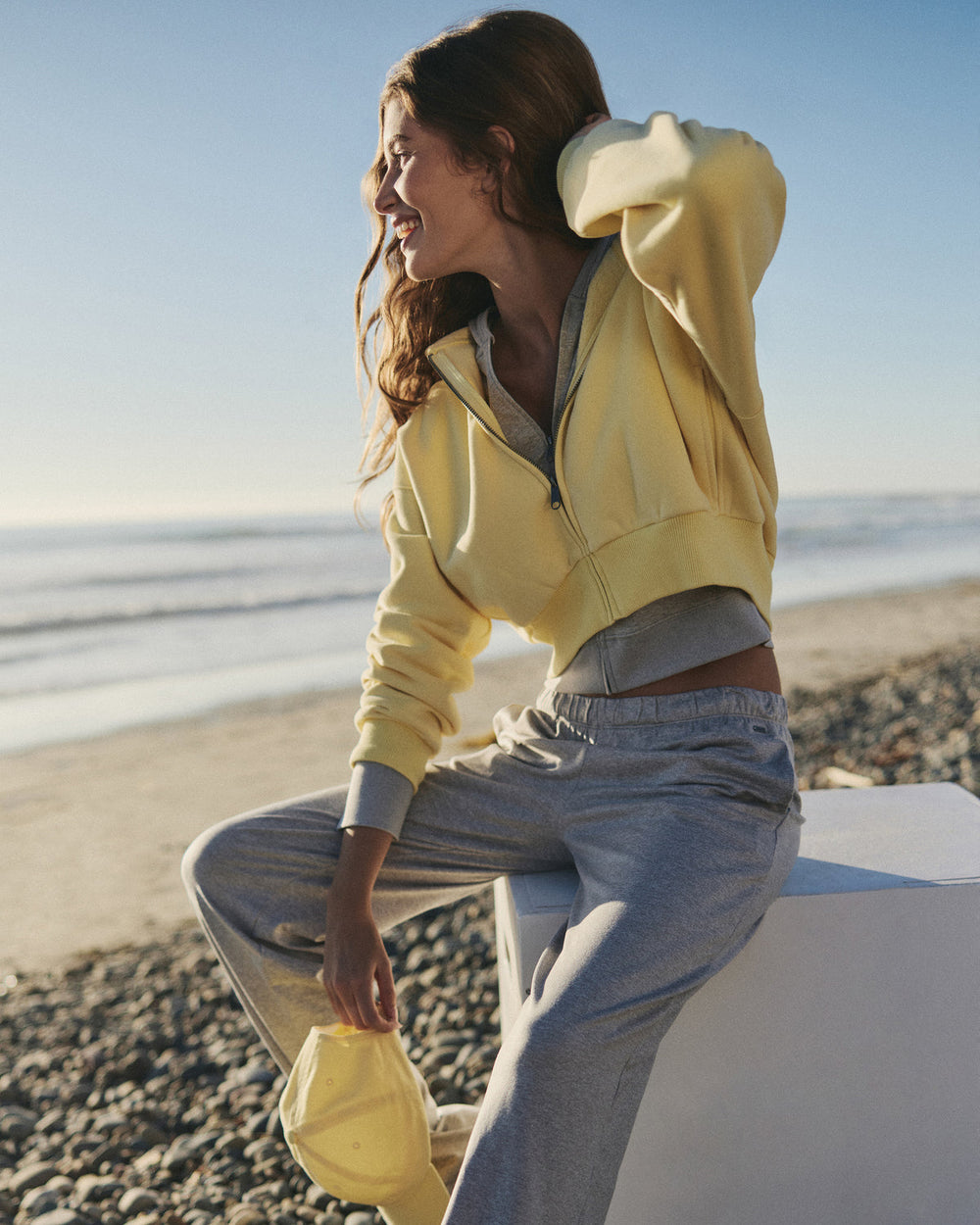 Vuori Restore Mini Full Zip Hoodie Lemon Snap Oversized Hoodie