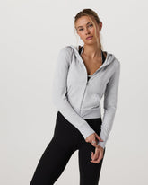 Vuori Halo Mini Full Zip Hoodie Pale Grey Heather