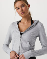 Vuori Halo Mini Full Zip Hoodie Pale Grey Heather