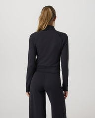Vuori Halo Mini Track Jacket Women's Solid Black Cropped Zip-Up