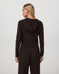 Vuori Waffle Full Zip Hoodie Women's Dark Java Hoodie