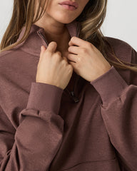 Vuori Granite Half Zip Women's Sable Heather Sweatshirt