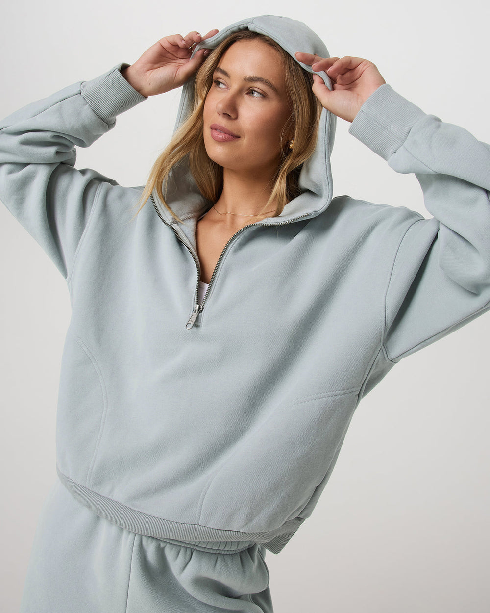 Vuori Restore Relaxed Half Zip Hoodie Blue Haze Jacket