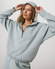 Vuori Restore Relaxed Half Zip Hoodie Blue Haze Jacket