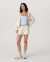 Vuori Beach Fleece Zip Up Women's Natural Full-Zip Hoodie