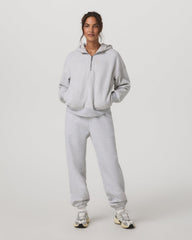 Vuori Restore Relaxed Half Zip Hoodie Pale Grey Jacket