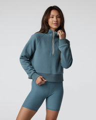 Vuori Restore Half Zip Hoodie Women's Smoke Blue Hoodie