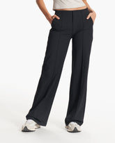 Vuori Women's Meta Wideleg Black Tailored Pants
