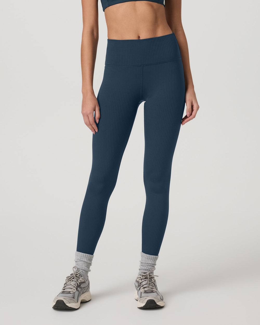 Vuori Inversion Rib Legging Women's Ocean Blue Rib Knit Leggings