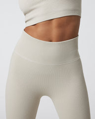 Vuori Waffle Seamless Legging Ecru High Rise Leggings