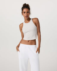 Vuori Pose Plyo Tank White Rib Tank Top with Built in Bra
