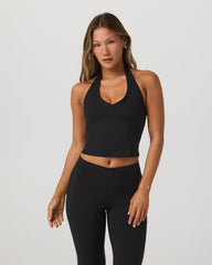 Vuori Inversion Rib Tank Women's Black Halter Fitness Top