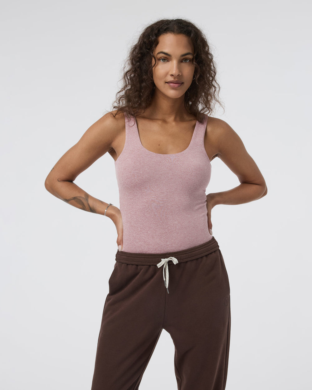 Vuori Sleeveless Halo Bodysuit Zion Rose Heather
