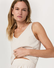 Vuori Villa Textured Crop Tank Milkweed