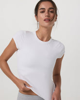 Vuori Halo Baby Tee Women's White Fitted Crewneck Tee Shirt