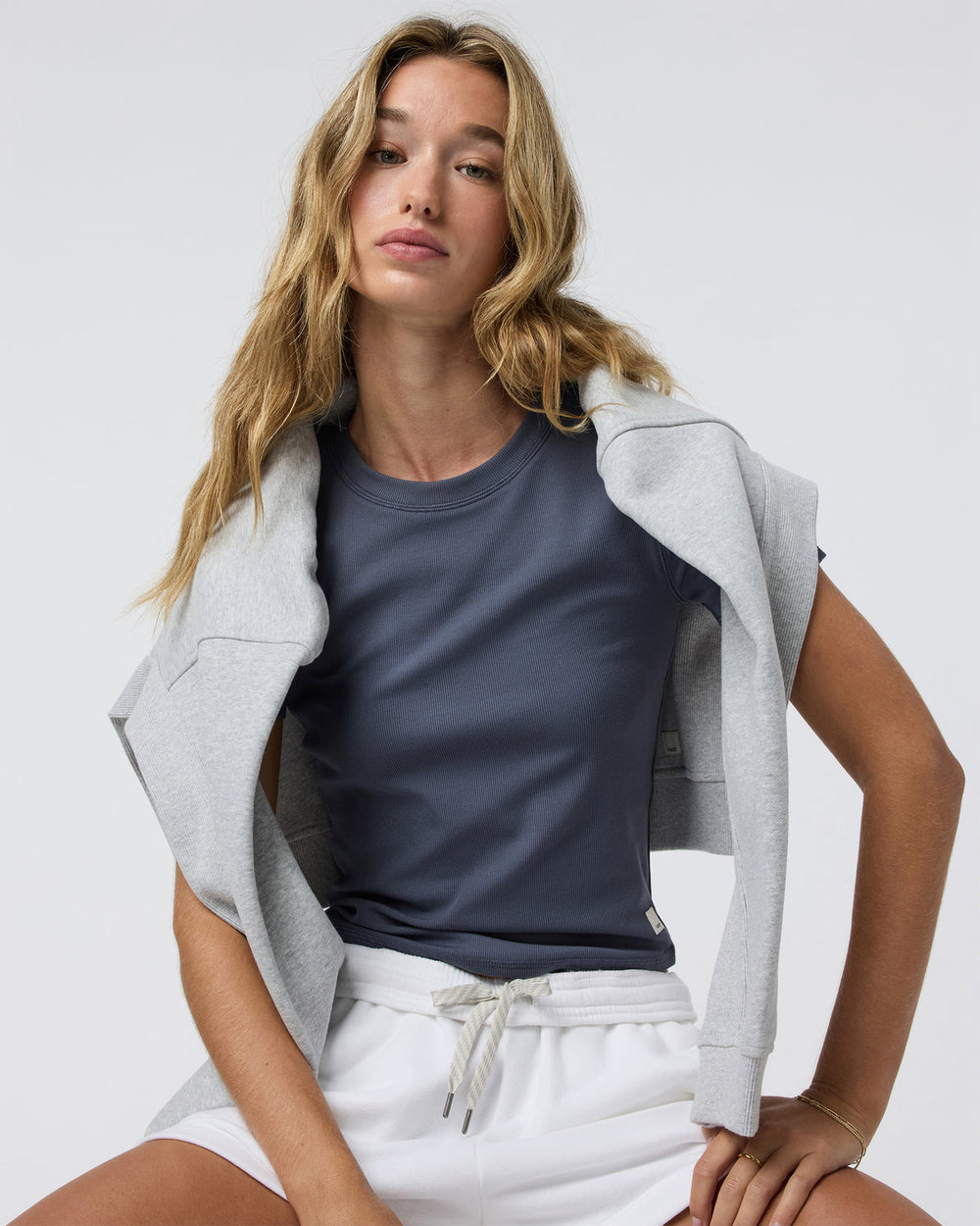 Vuori Pose Fitted Tee Women's Azure Rib Top