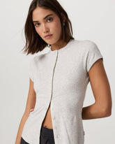 Vuori Women's Short Sleeve Pose Button Up White Heather Grey