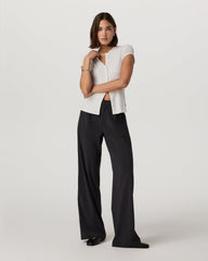 Vuori Women's Short Sleeve Pose Button Up White Heather Grey