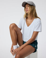 Vuori Short Sleeve Cove V Neck Tee White