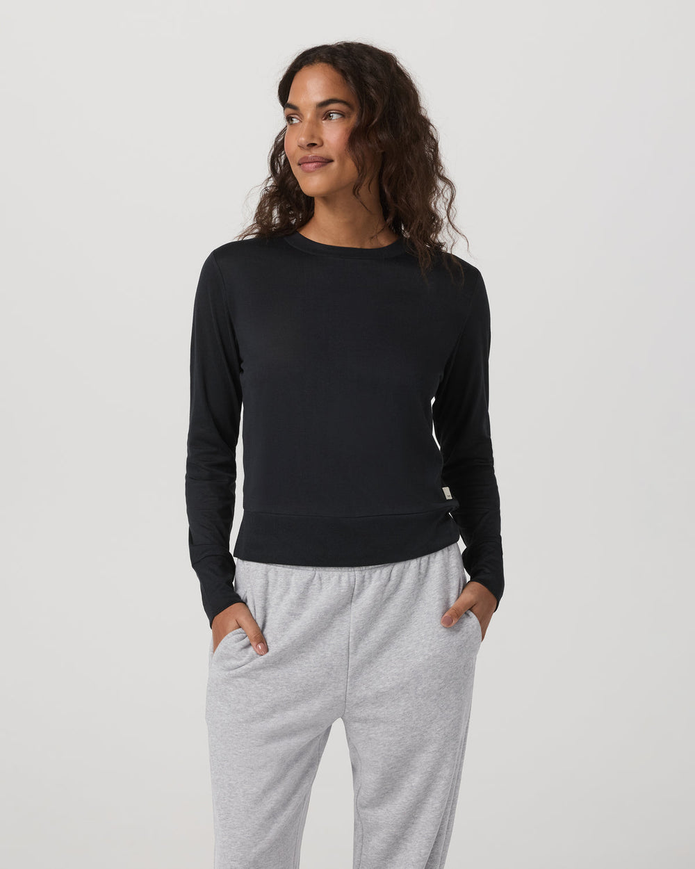 Vuori Daydream Crew Lightweight Black Long Sleeve Shirt