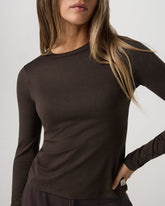 Vuori Long Sleeve Halo Essential Crew Tee Dark Java Heather