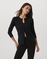 Vuori Women's Long Sleeve Halo Snap Cardigan Black Heather