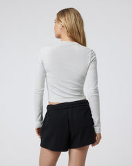 Vuori Long Sleeve Pose Scoop Tee White Heather Grey Shirt