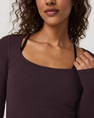 Vuori Long Sleeve Cove Ultra Scoop Women's Raisin Shirt