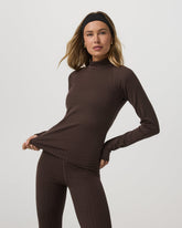Vuori Long Sleeve Chilled Out Houndstooth Mock Java Houndstooth