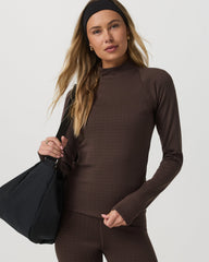 Vuori Long Sleeve Chilled Out Houndstooth Mock Java Houndstooth