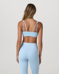 Vuori Inversion Rib Bra Women's Crystal Blue Ribbed Sports Bra