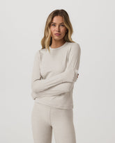 Vuori Long Sleeve Halo Essential Crew Tee Ecru Heather Shirt
