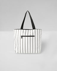 Vuori ALOHA-Day Tripper Black Charter Stripe Tote Bag