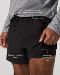 Vuori HardKore Short Lined 5" Men's Black Performance Shorts