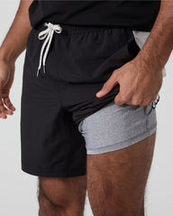 Vuori Kore Short X2 Lined Classic Fit 7" Black/Salt/Amethyst Grey
