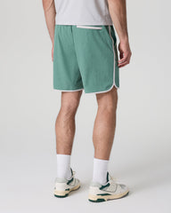 Vuori Banks Short Hedge Green Linen Texture