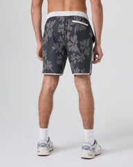 Vuori Banks Short Dark Pewter Plumeria Athletic Shorts