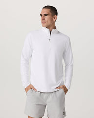 Vuori Ponto 1/2 Zip Mock Neck Men's White Mock Neck Top