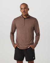 Vuori Ponto Half Zip Mock Neck Men's Sable Heather Layer