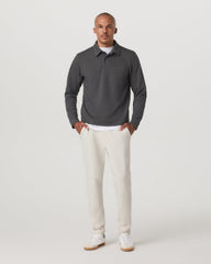 Vuori Long Sleeve Waffle Polo Men's Dark Pewter Polo Shirt