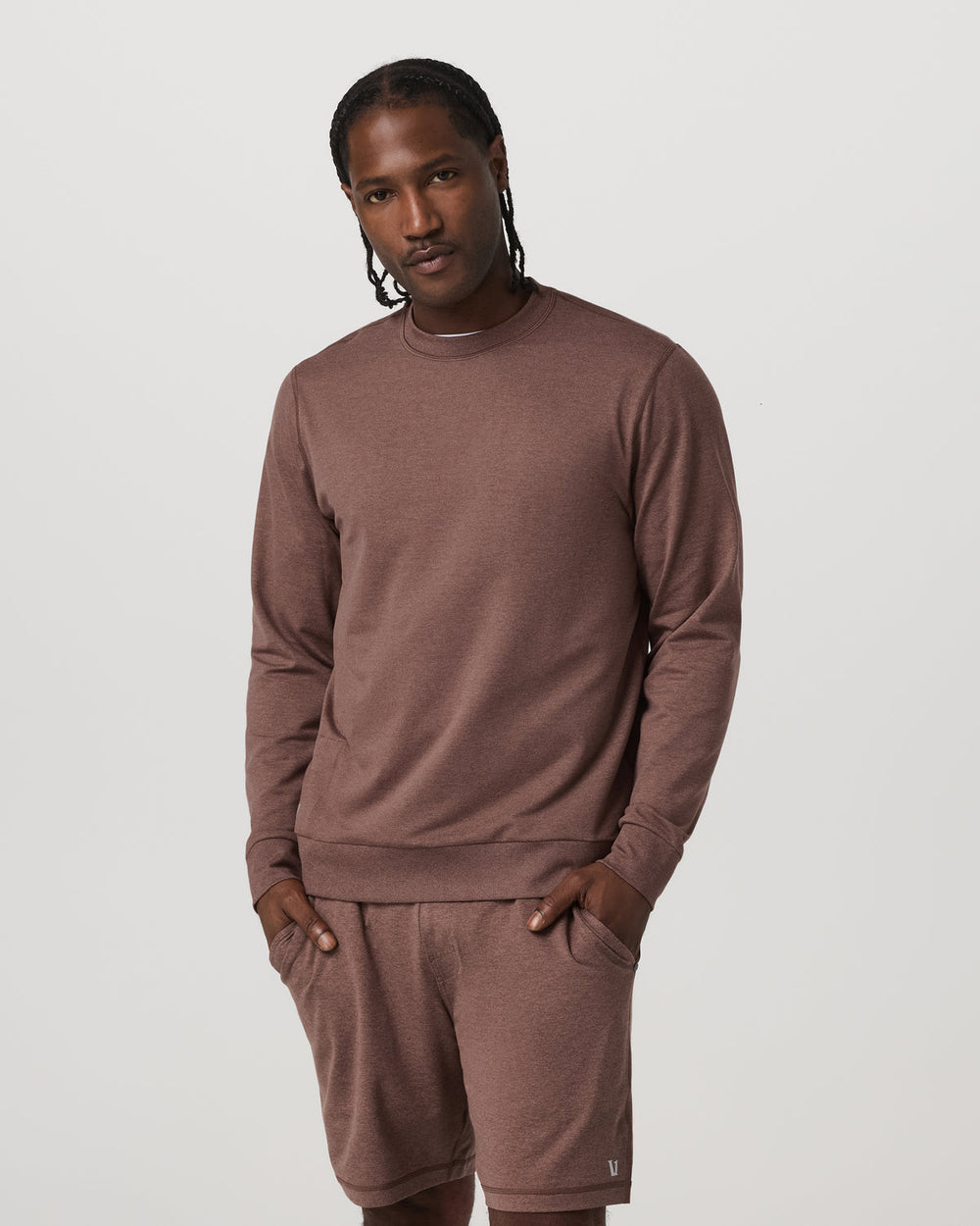 Vuori Ponto Performance Crew Men's Sable Heather Crew Neck