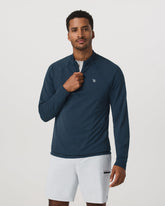 Vuori Clearview Seamless Quarter Zip Ocean Blue Long Sleeve