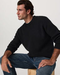 Vuori Denver Waffle Crew Sweater Men's Black Wool Sweater