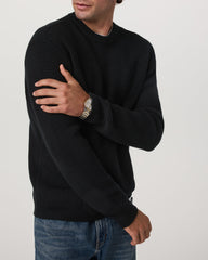 Vuori Denver Waffle Crew Sweater Men's Black Wool Sweater