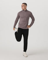 Vuori Ponto 1/2 Zip Mock Neck Men's Huckleberry Heather Top
