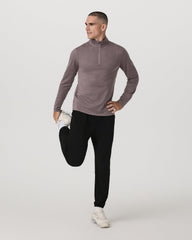 Vuori Ponto 1/2 Zip Mock Neck Men's Huckleberry Heather Top